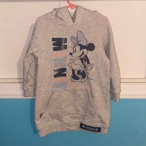 DISNEY junior girls 5t Minnie Mouse hoodie dress gray with large print